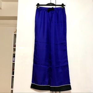 New + Tag ~Joe Fresh ~100% SILK Pajama Lounge PANTS ~Cobalt Blue w Blk Trim XS-M